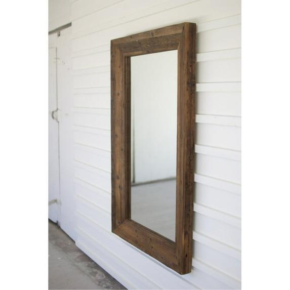 RECYCLED RECTANGLE WOOD FRAMED MIRROR