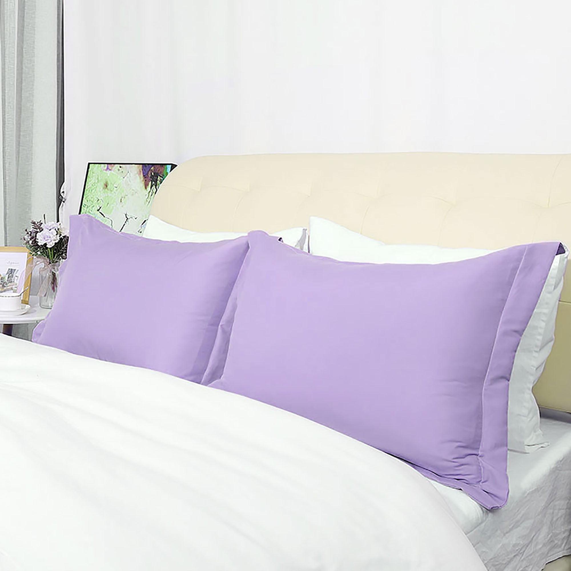 PiccoCasa Soft 1800 Microfiber Oxford Pillowcases 2Pcs, Queen Lavender