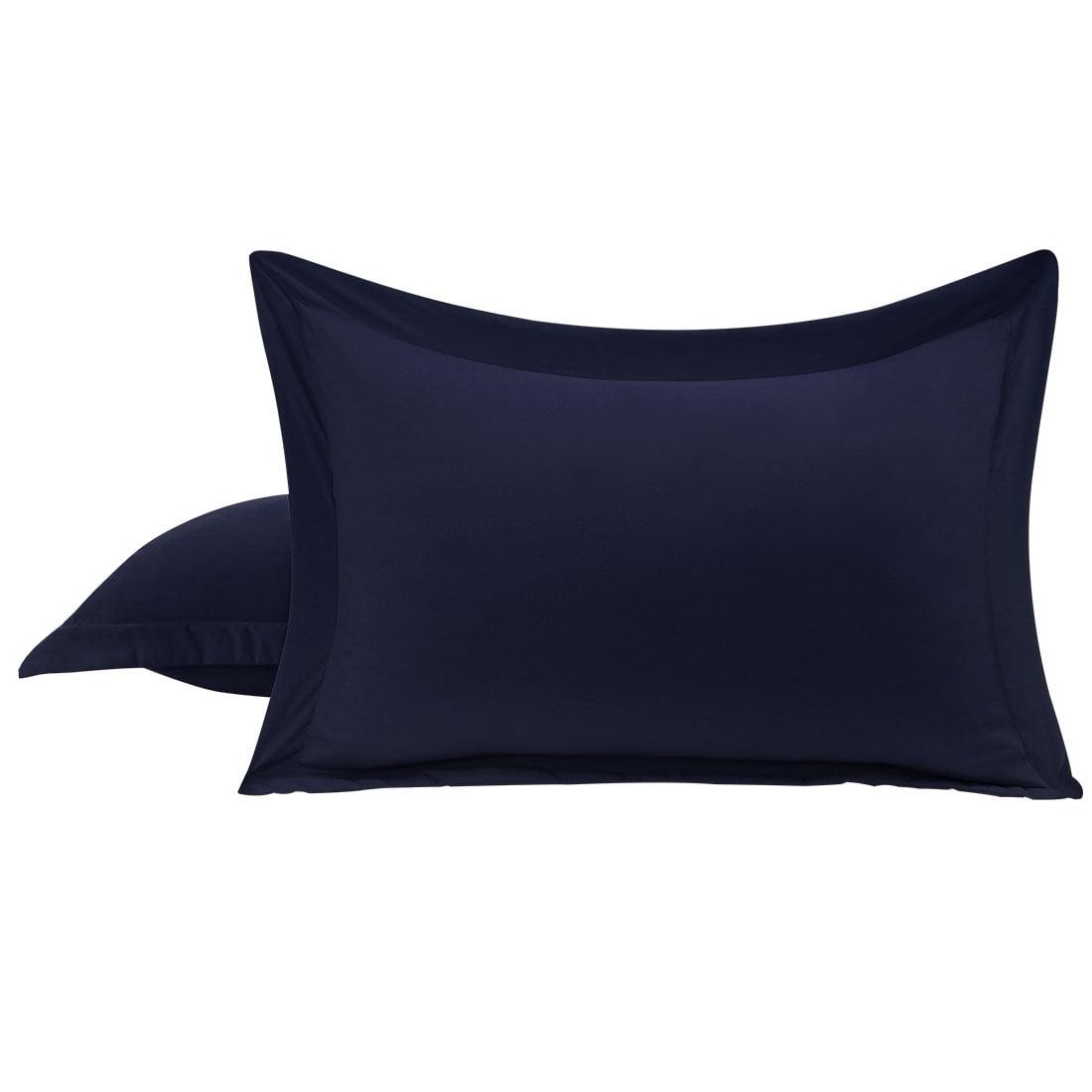 Navy Blue Brushed Microfiber Standard Pillow Shams Set of 2