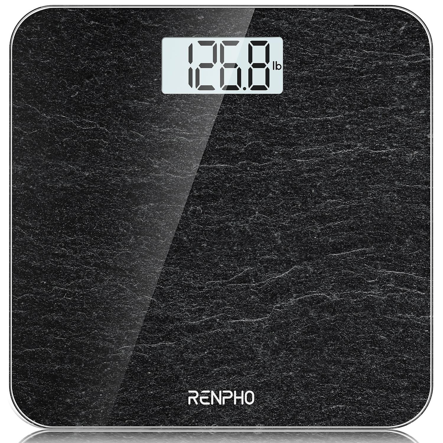 RENPHO Black Marble Digital Bathroom Scale with LED Display