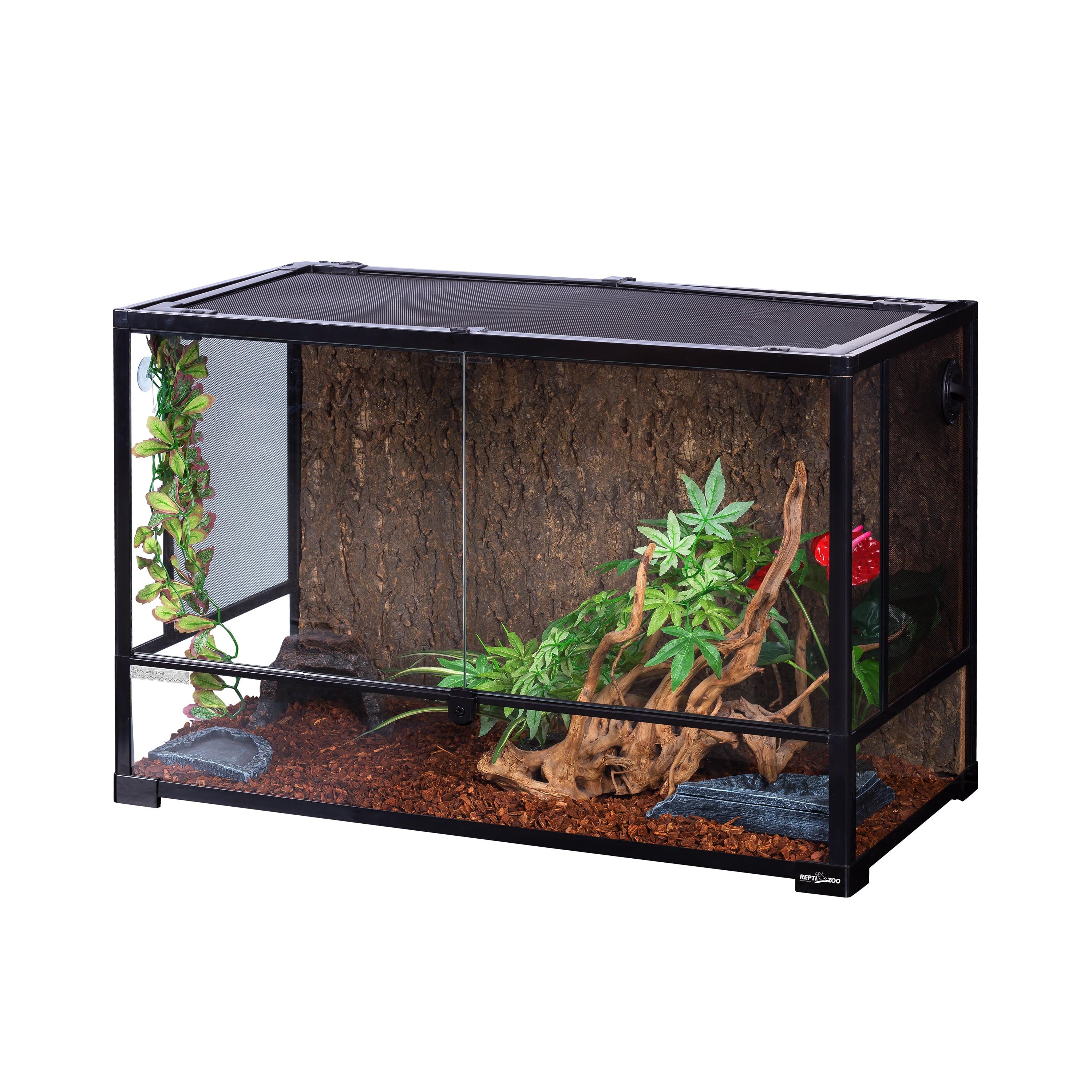 67 Gallon Black Glass Reptile Terrarium with Screen Ventilation