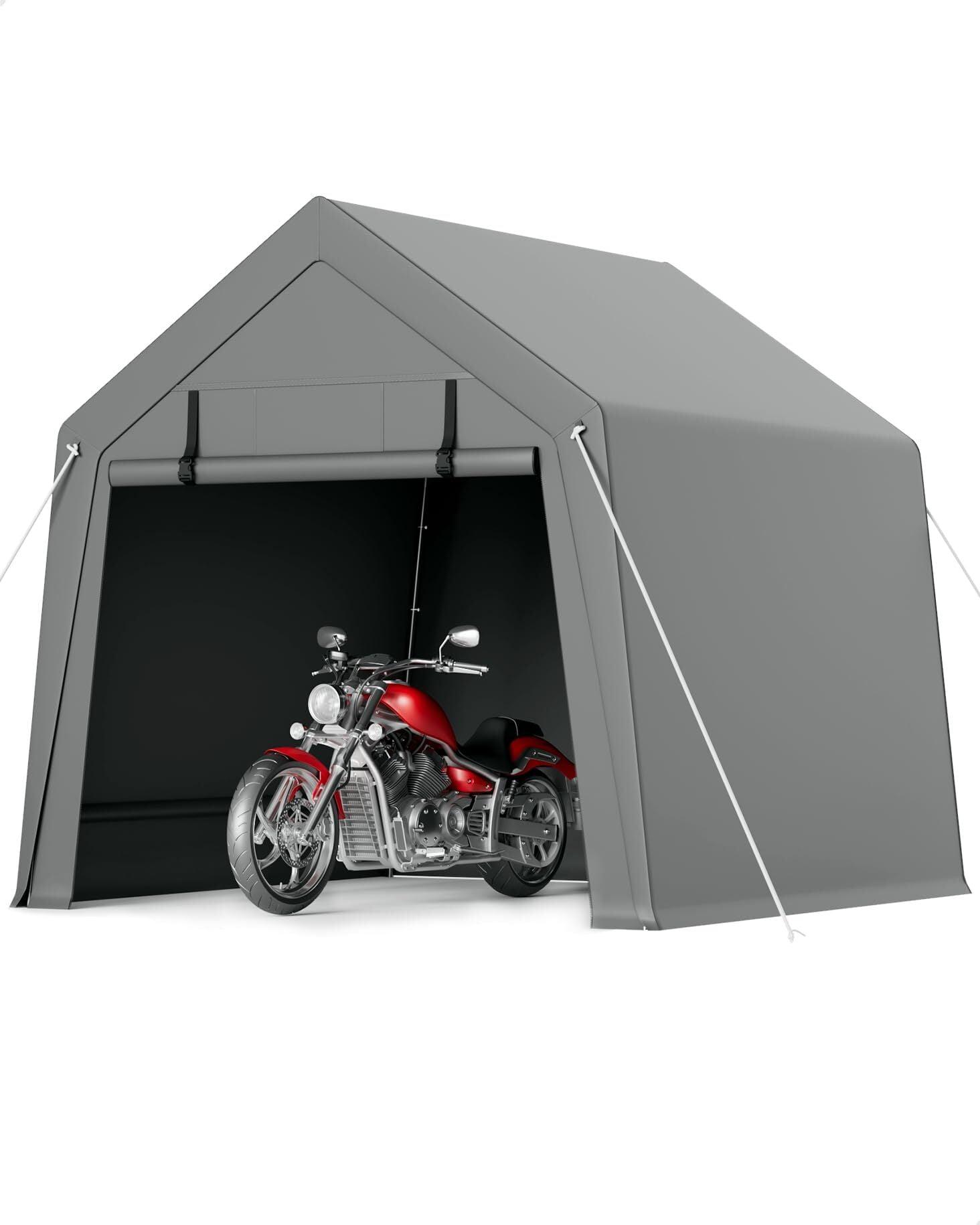 babevy Motorcycle Storage Shed, Heavy Duty Portable Tent With Rolled Zipper Door in , 84" H x 72" W x 72" D