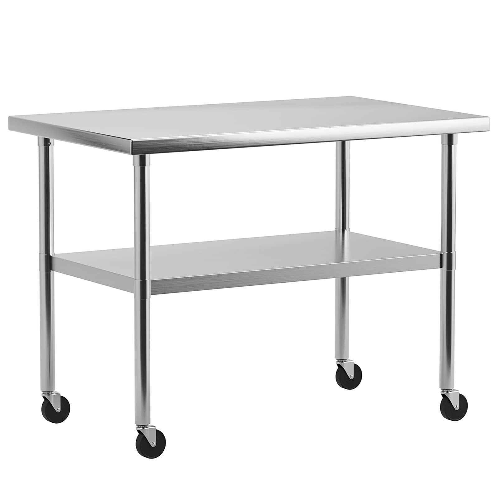 Stainless Steel 30" x 24" Work Table with Undershelf and Wheels