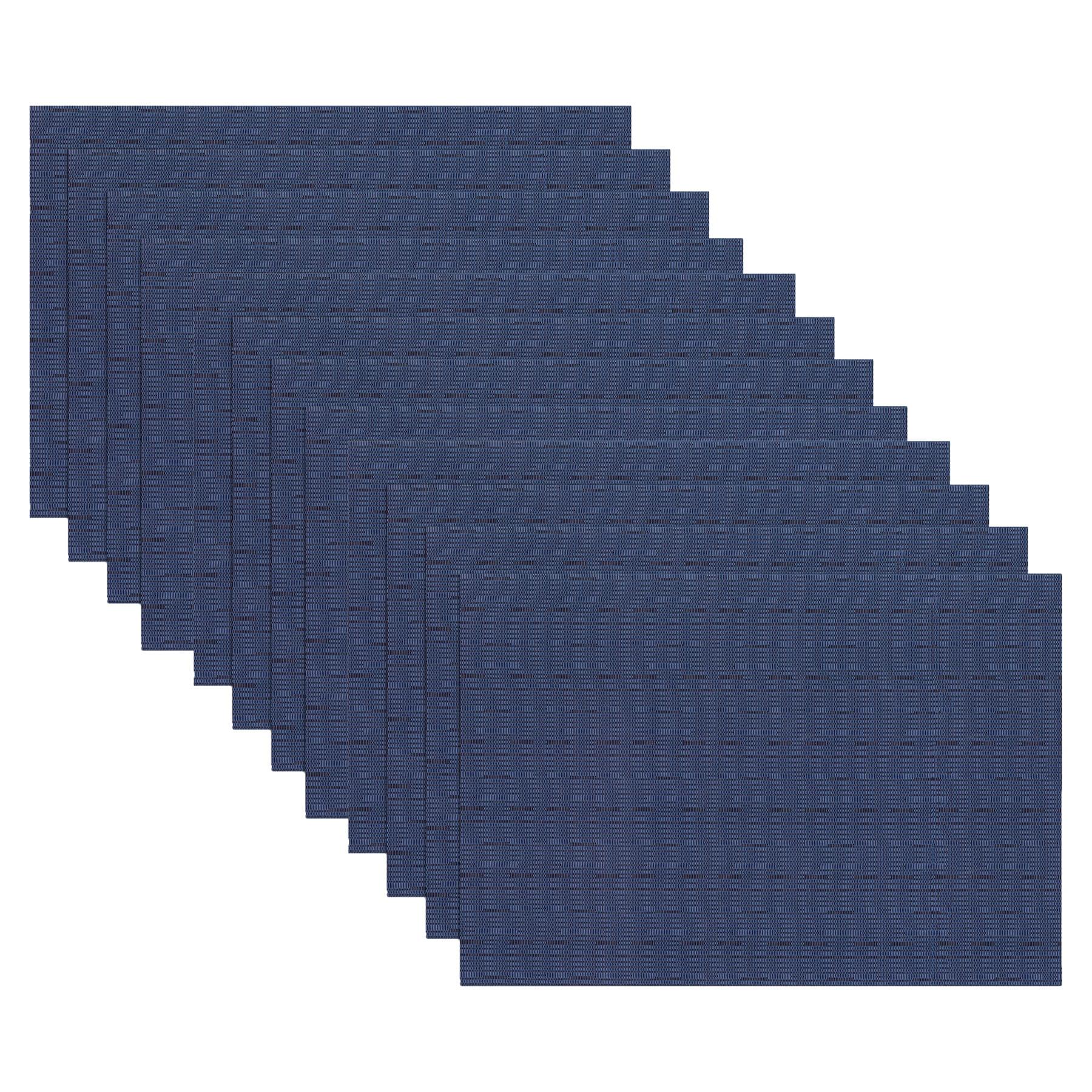 Grasscloth Blue Reversible Vinyl Indoor Outdoor Placemats, Set of 12