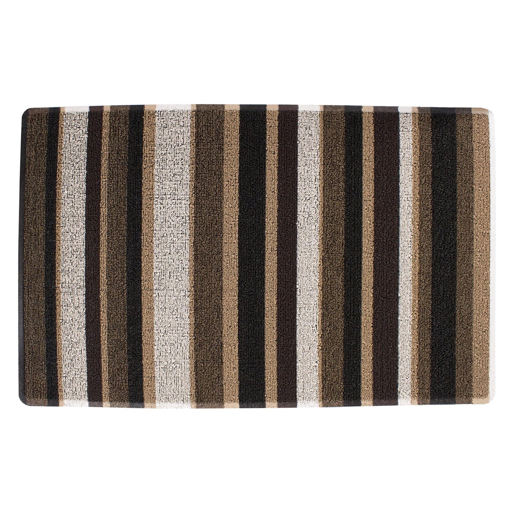 Neutral Striped Tufted 18" x 29" Outdoor Floor Mat