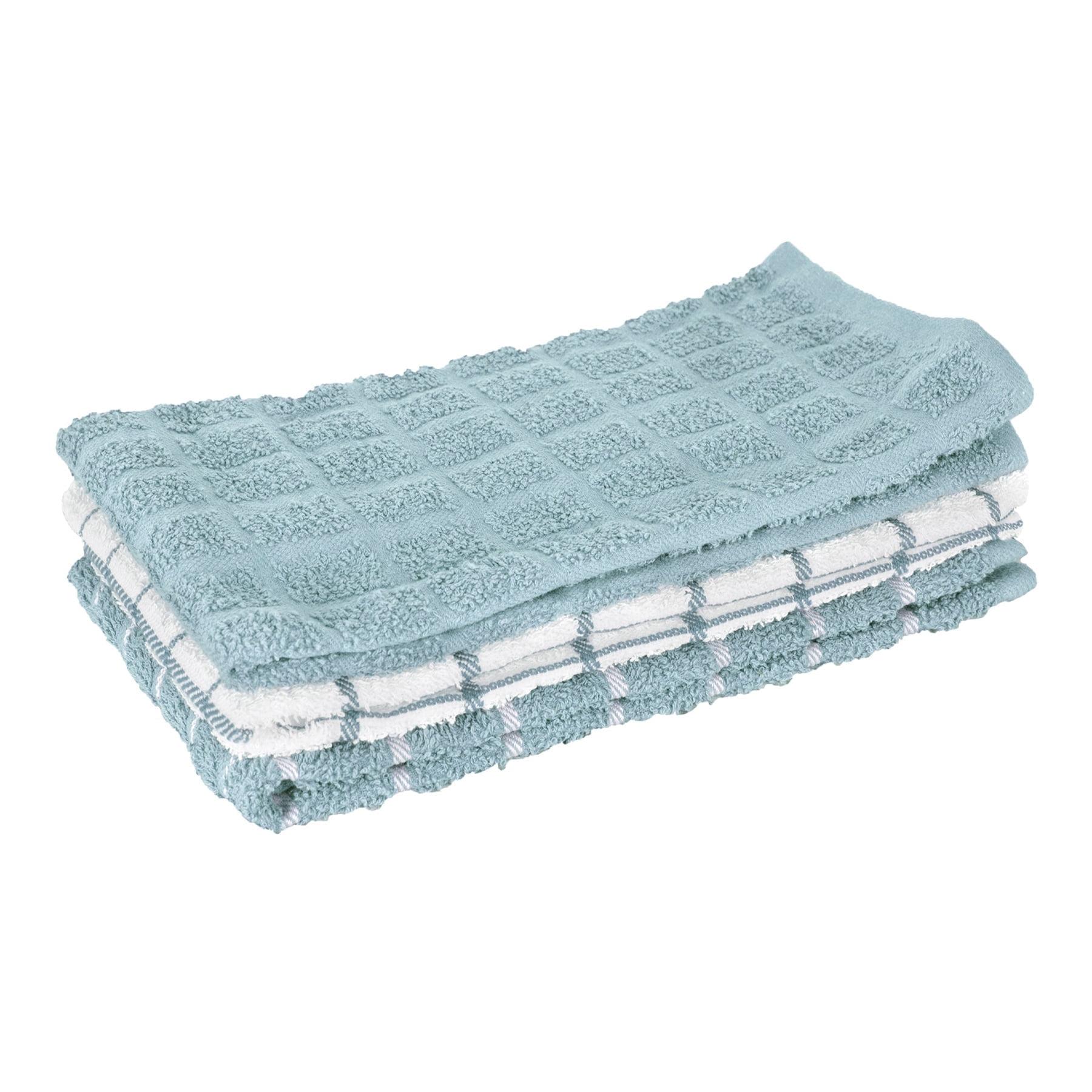 Dew Terry Cotton Check Kitchen Towel Set, 3-Pack