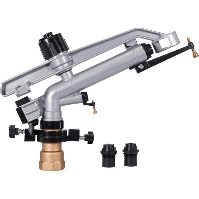Silver and Black 1-1/2" FNPT Impact Mini-Gun Sprinkler with Brass Base
