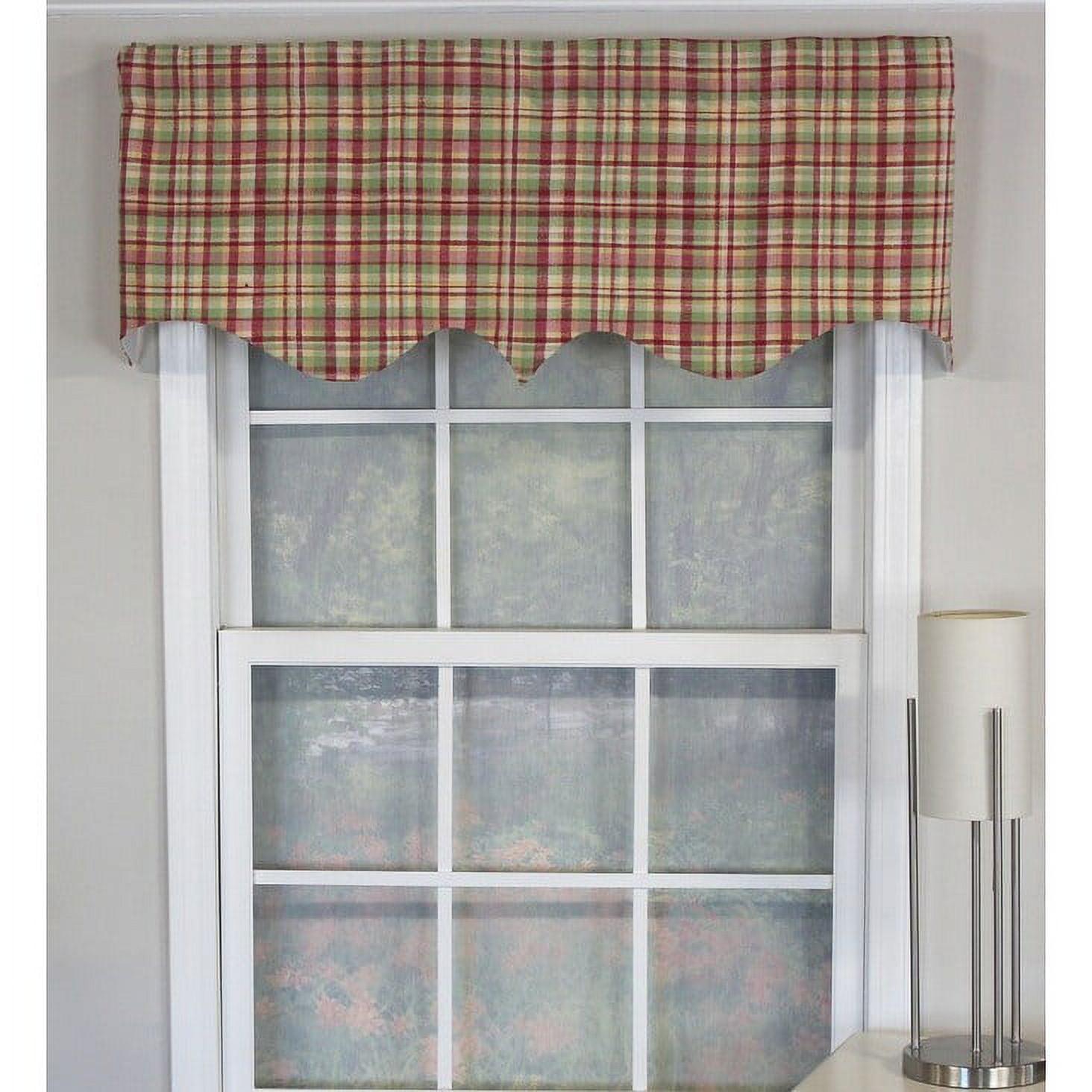 Plaid Multi-Color Cotton Scalloped Window Valance 50" x 17"