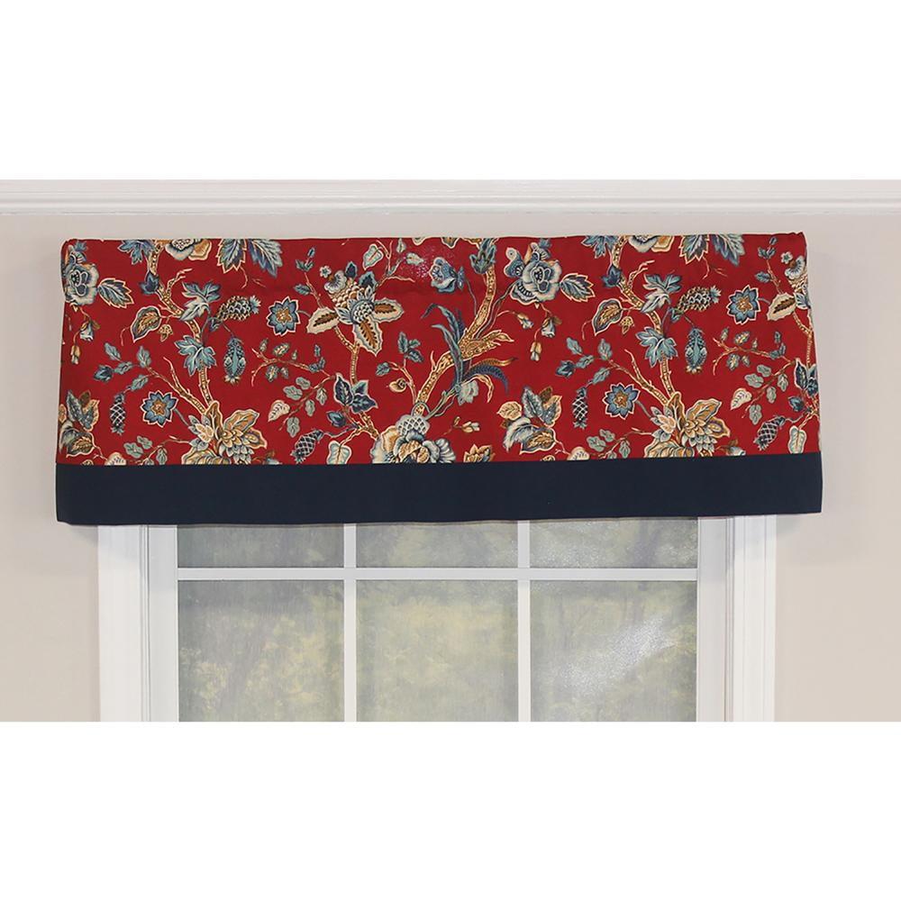 Gianna Banded Floral Cotton Blend Scalloped 51'' W Window Valance