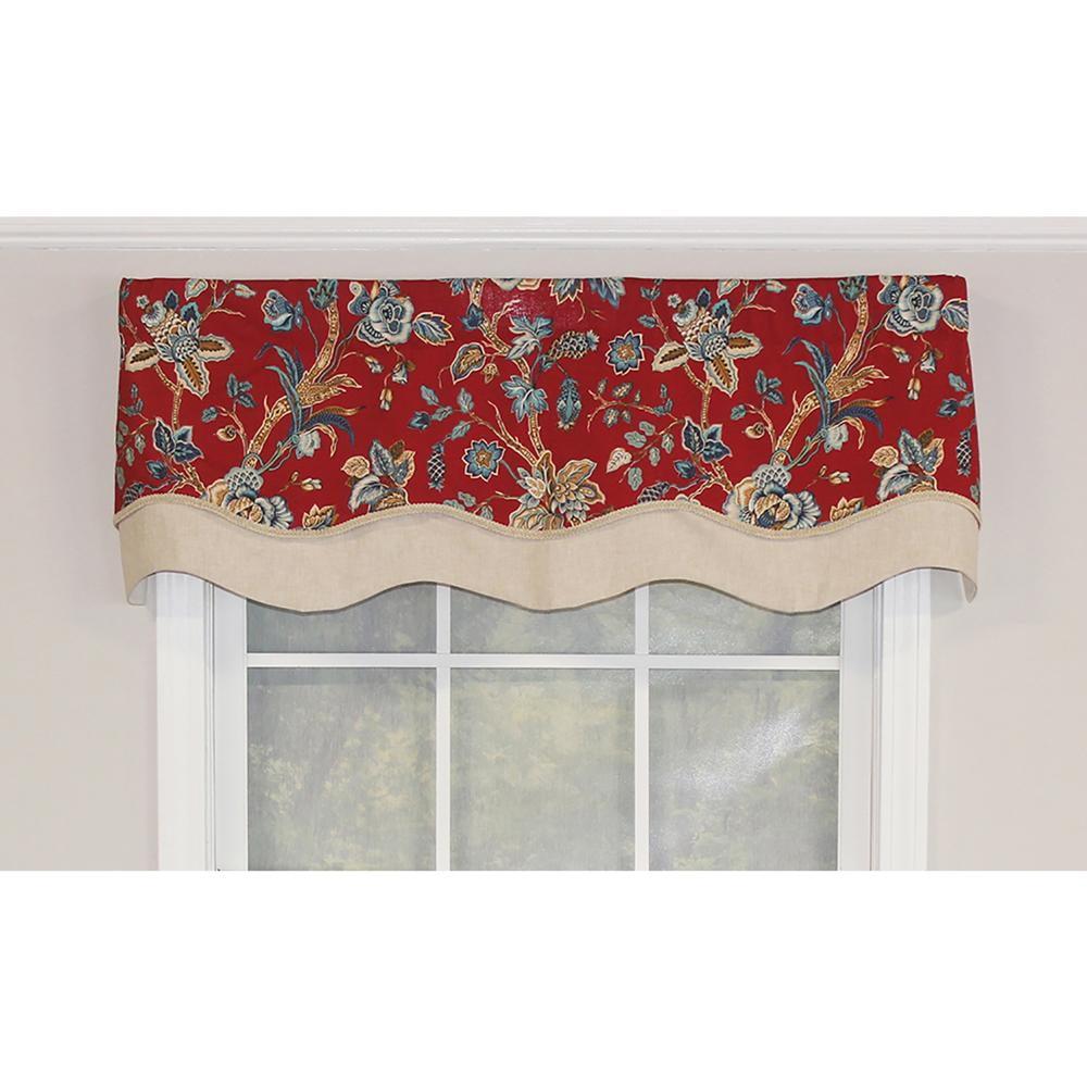 Gianna Glory Floral Cotton Scalloped 50'' W Window Valance