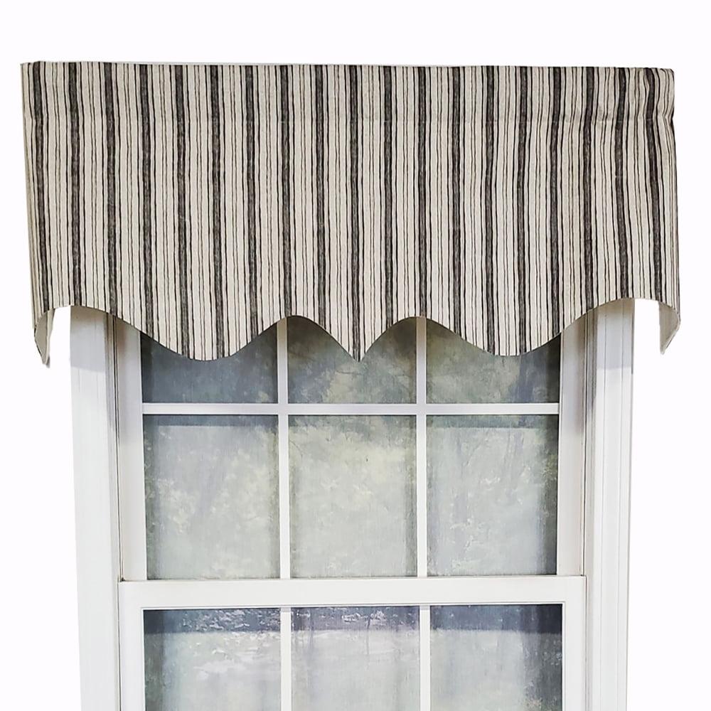 RLF Home Luxurious Modern Design Classic Brunswick Stripe Regal Style Window Valance 50" x 17"