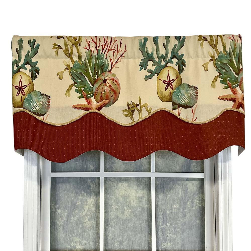 RLF Home Seabed Glory Window Treatment Premium Quality Valance 3" Rod Pocket 50" x 16" Oyster