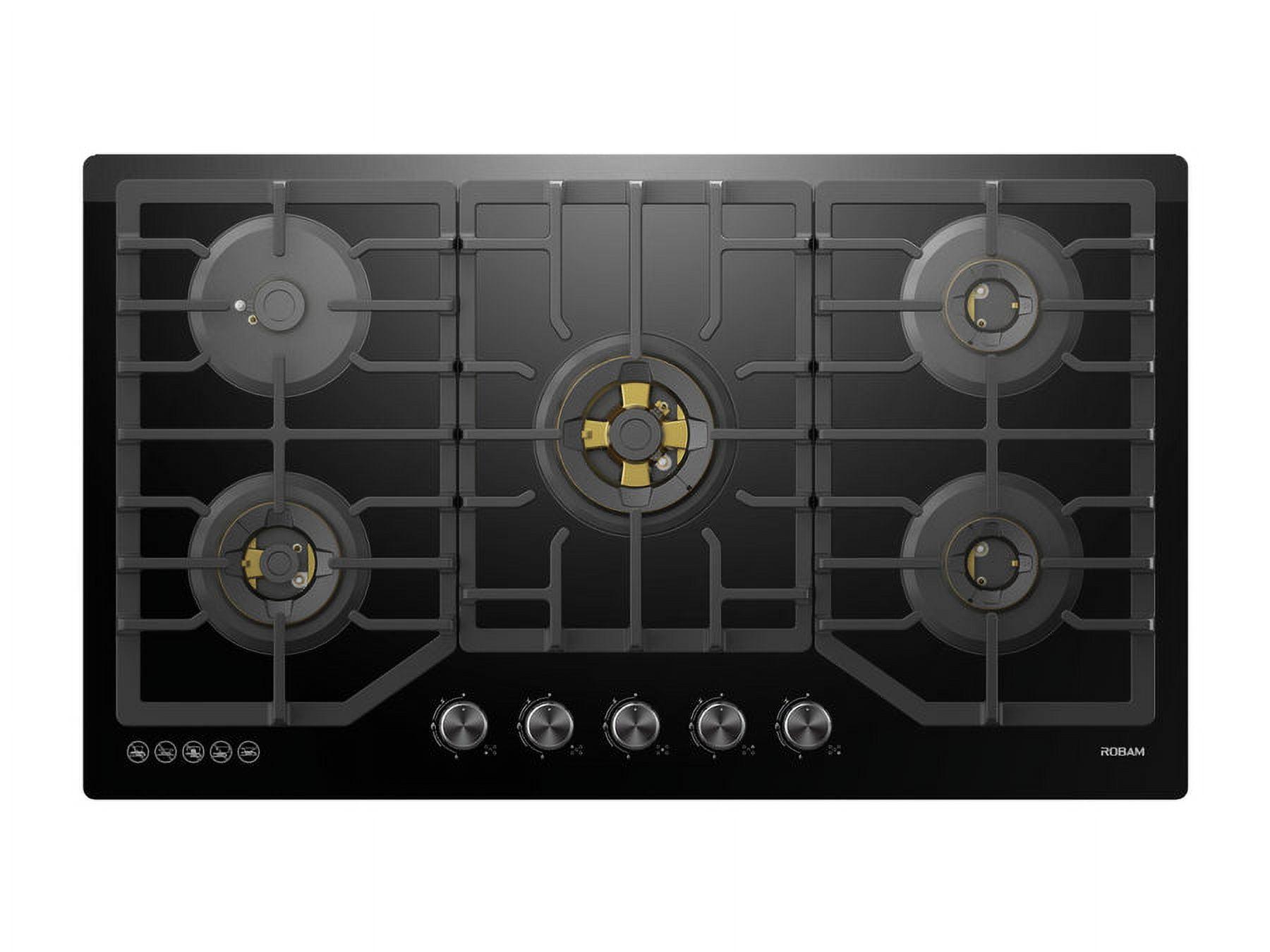 36-Inch Black Ceramic 5-Burner Gas Cooktop