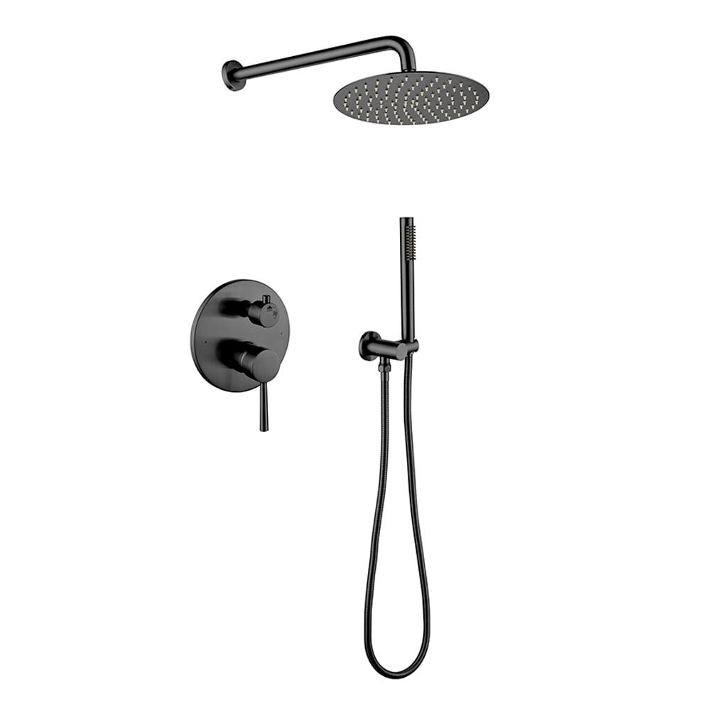 RONSHIN 10" Stainless Steel Rain Shower Head Handheld Shower Set,Wall Mounted Shower Faucet Set,2 Way Pressure Balance Shower Valve Kit for Bathroom