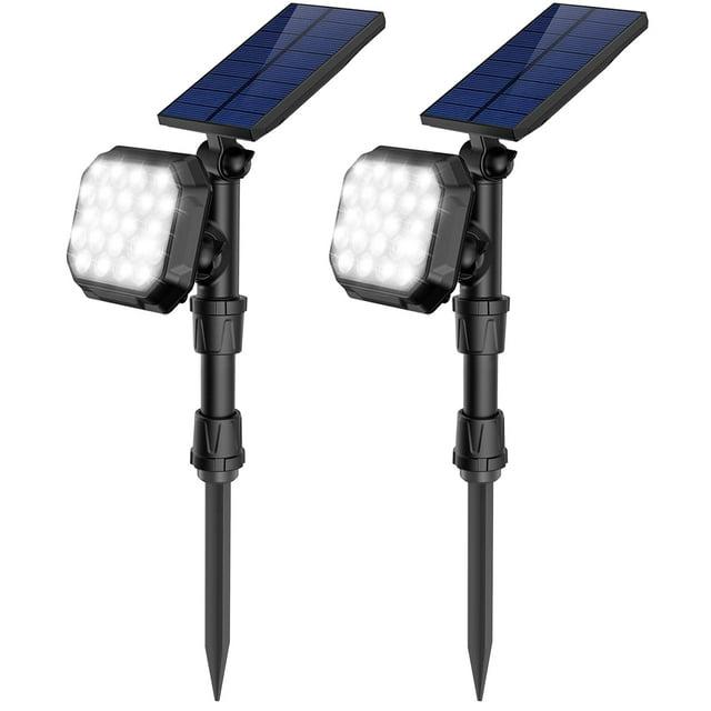 ROSHWEY 2PCS Bright Solar Spotlight Outdoor Waterproof, 700lm Outside Solar Landscape Lights for Yard, Garden, Driveway, Walkway, Lawn, Cool Light