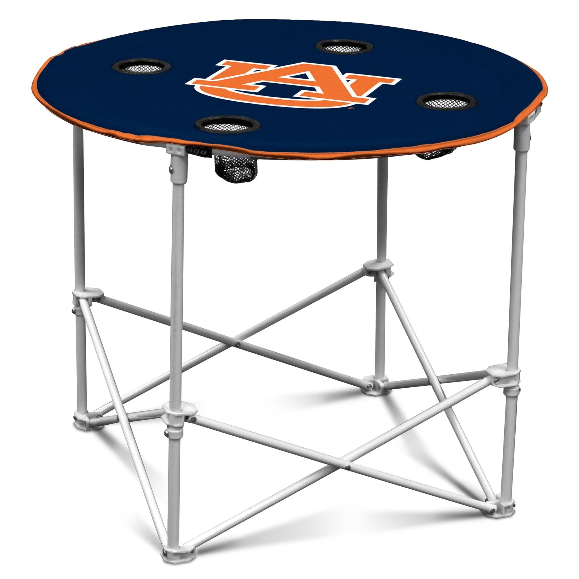 Auburn Blue and Orange Round Outdoor Folding Table