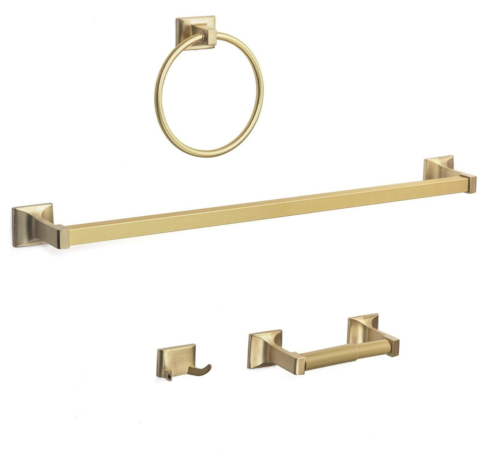 Eclipse Brushed Brass 4-Piece Bathroom Hardware Set