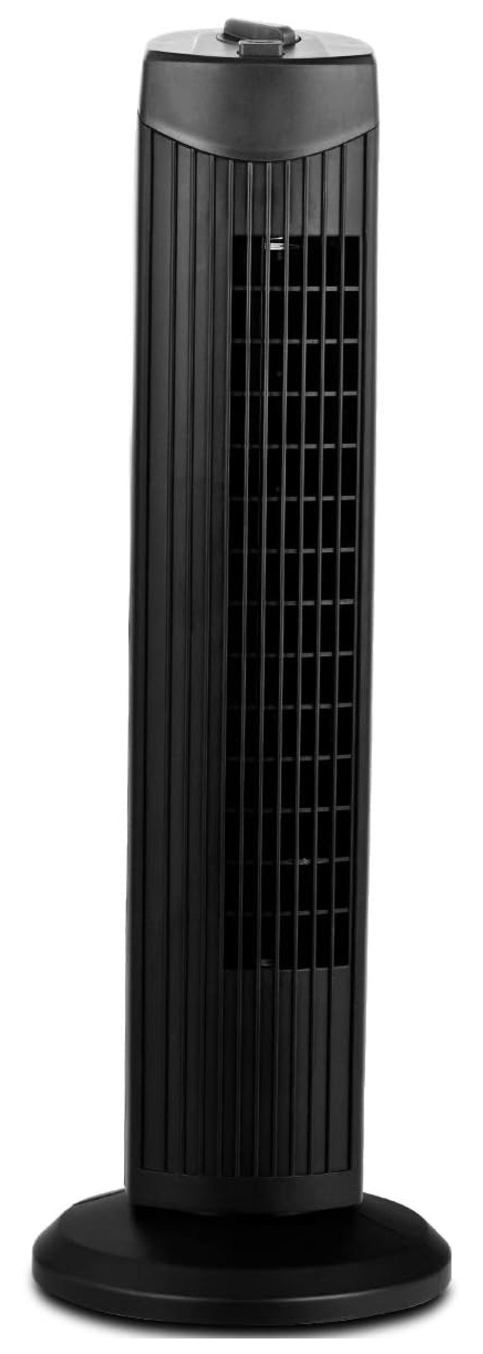 Black 28" Oscillating Bladeless Tower Fan with Three Speeds