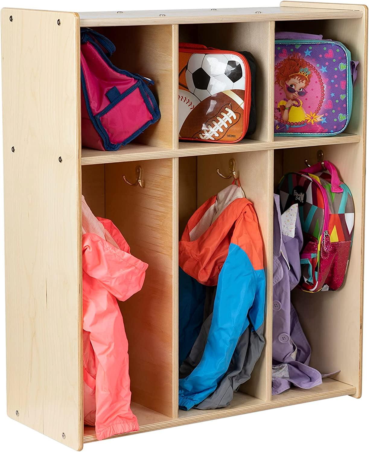 Natural Birch Plywood 3-Section Coat Locker with Cubbies