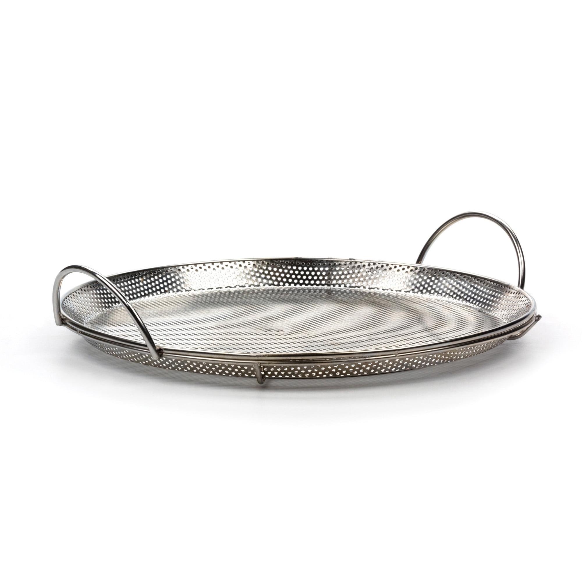 Stainless Steel Perforated Pizza Crisper Pan with Handles