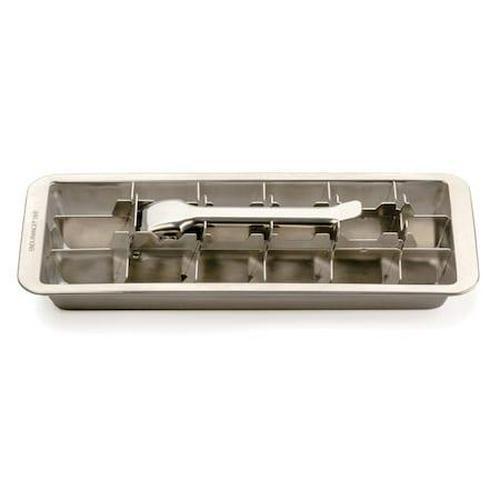 Vintage Stainless Steel Ice Cube Tray with Easy Release Handle