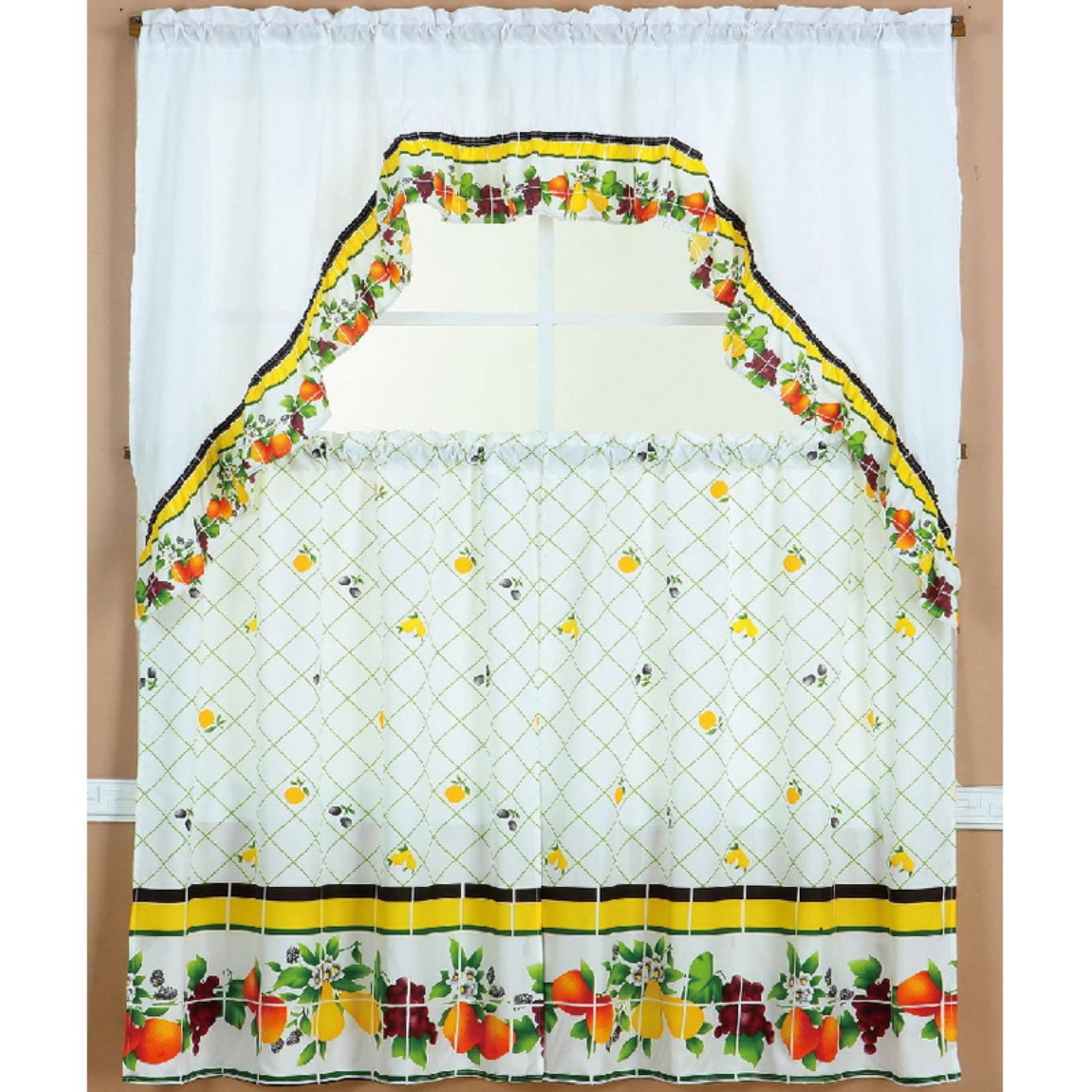 Ramallah Trading Ruffle Fruit Medley Tier and Valance - 60 x 36, Multicolored
