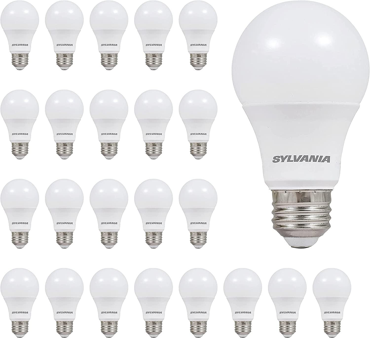 SYLVANIA LED A19 Light Bulb, 60W Equivalent, Efficient 8.5W, 10 Year, 2700K, 800 Lumens, Frosted, Soft White - 24 Pack (74765), Packaging may vary.