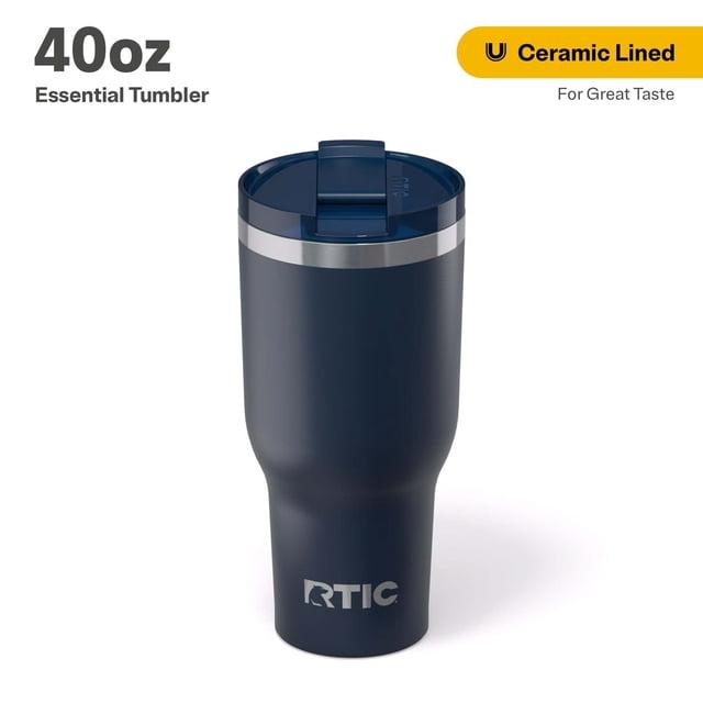 RTIC 40 oz Ceramic Lined Insulated Essential Tumbler, Leak-Resistant Lid, Navy
