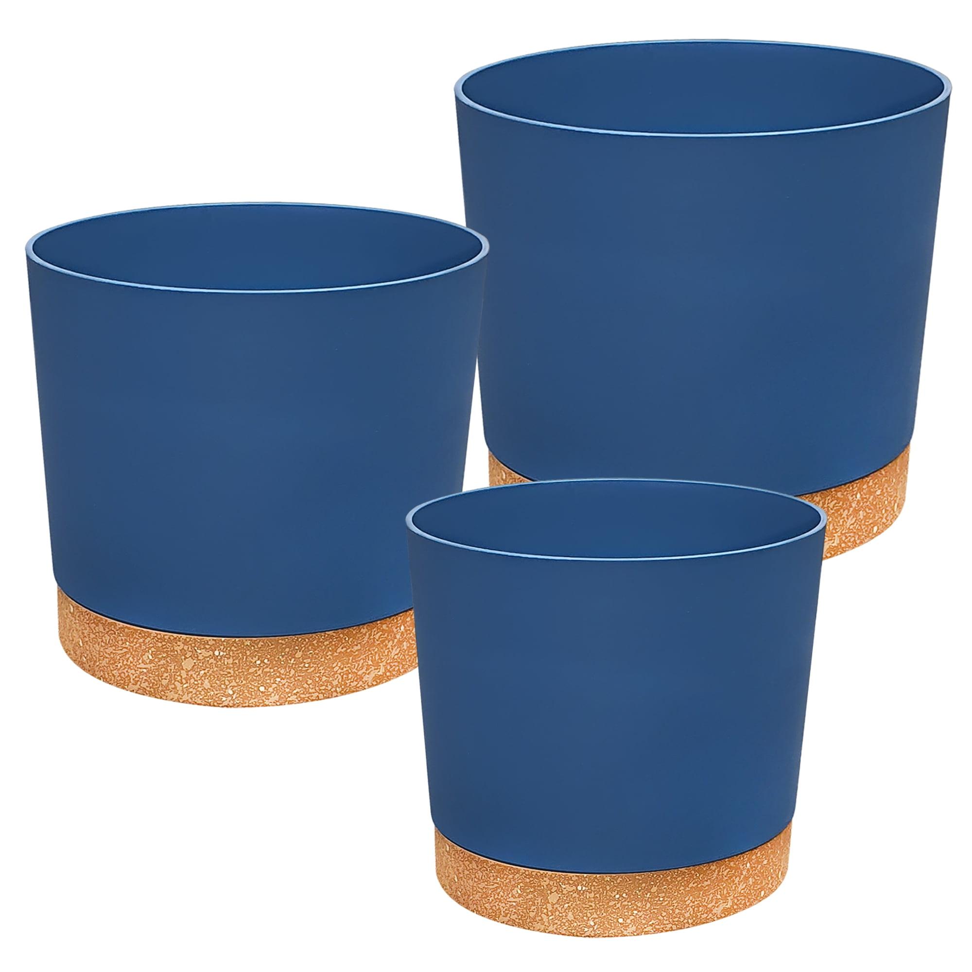 RUBBER BOND Plastic Plant Pots 3 Pack - Modern Indoor/Outdoor Planters for Home Decor - Weather-Resistant Flower Pots - Ideal for Stylish Garden and Patio Decor