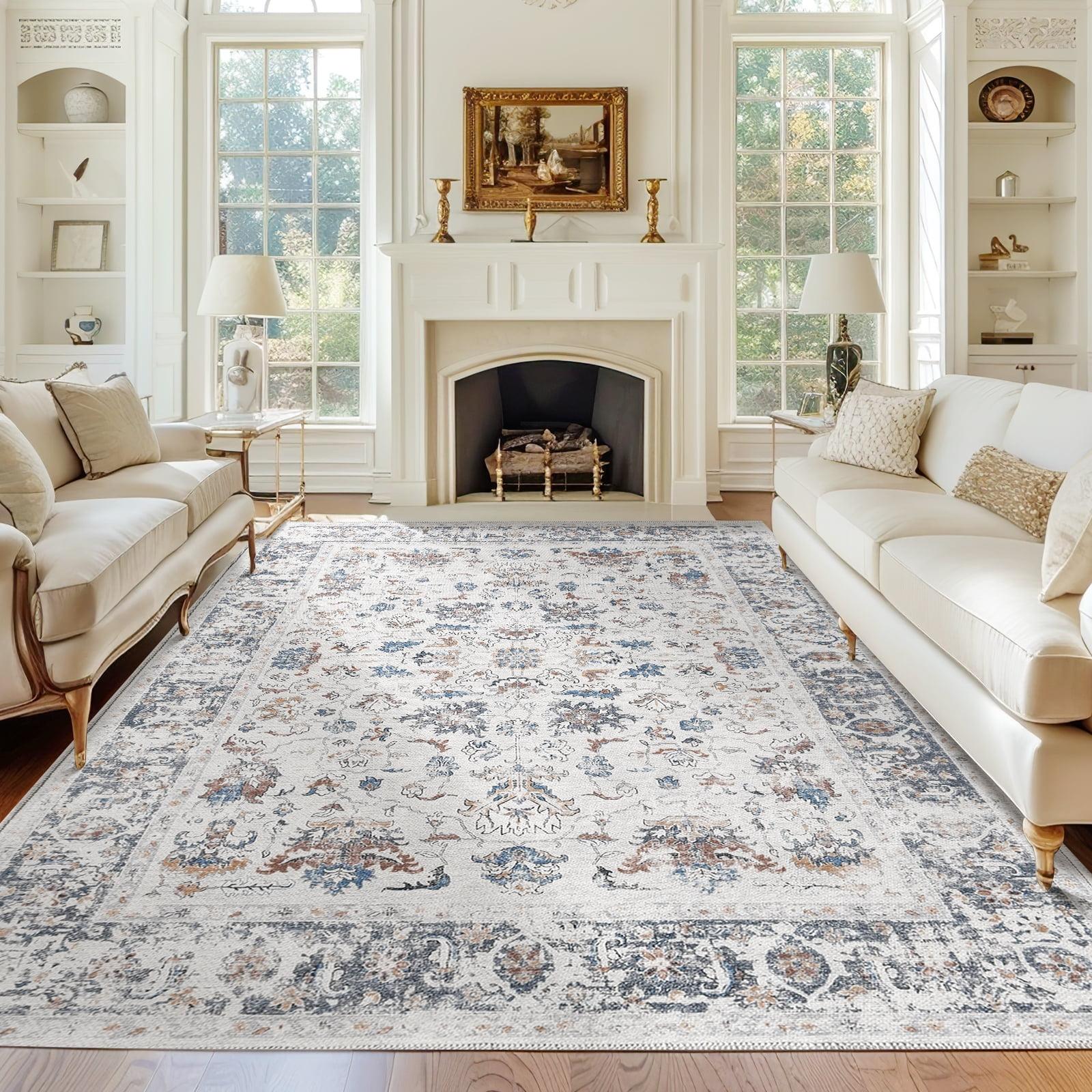 Chenille Mashine Washable Vintage Indoor Arae Rug with Non-Slip Backing for Bedroom Living Room Kitchen Entryway