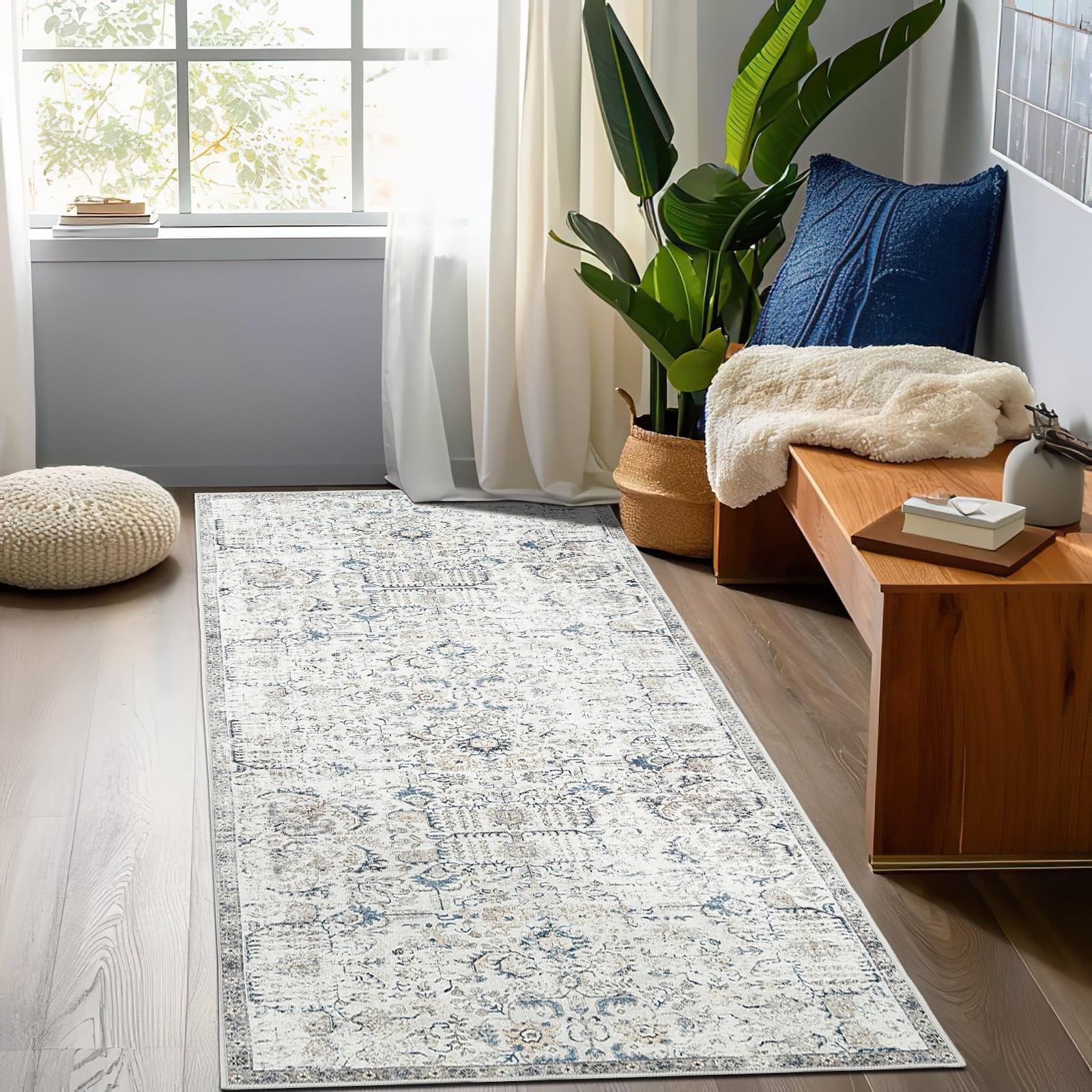 2' X 8' Modern Persian Vintage Moroccan Traditional Runner Rug, Gray/Blue - JONATHAN Y