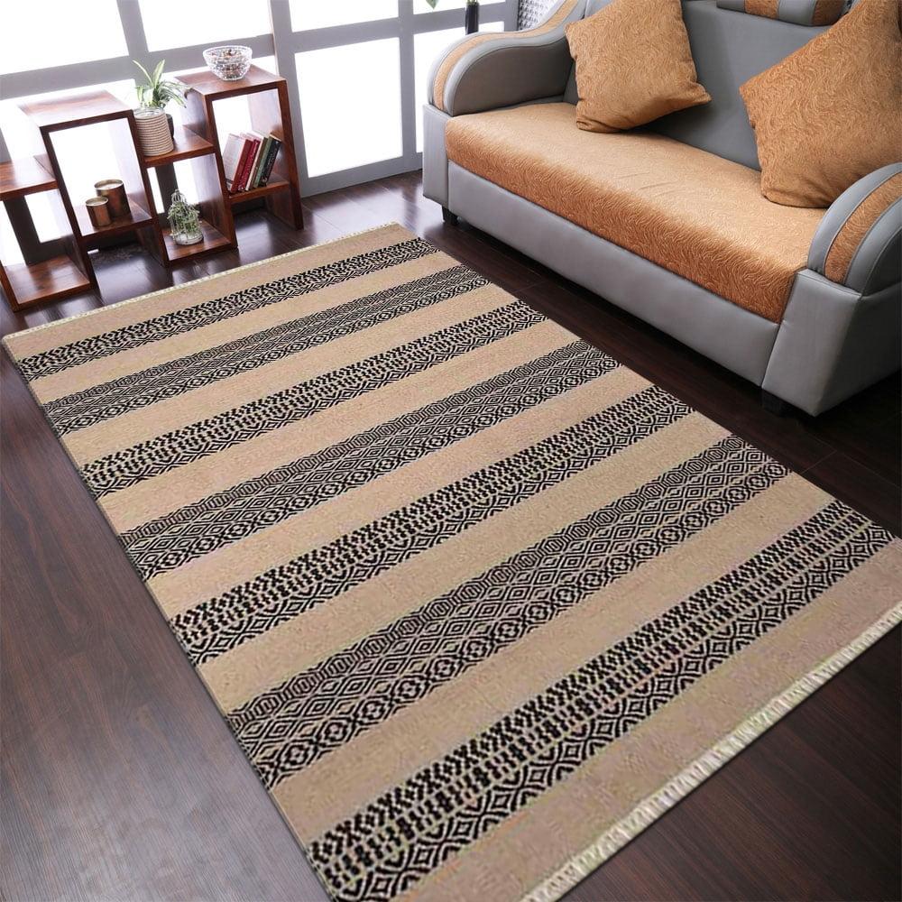 Eco-Friendly Cream Charcoal Hand-Woven Wool Area Rug 10'x14'