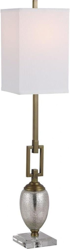 White Mercury Glass Buffet Lamp with Bronze Accents