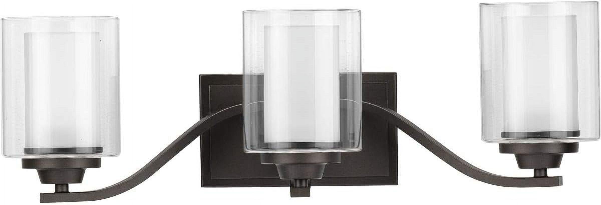 Progress Lighting Kene Collection 3-Light Wall Bracket Graphite with Etched Glass Shades