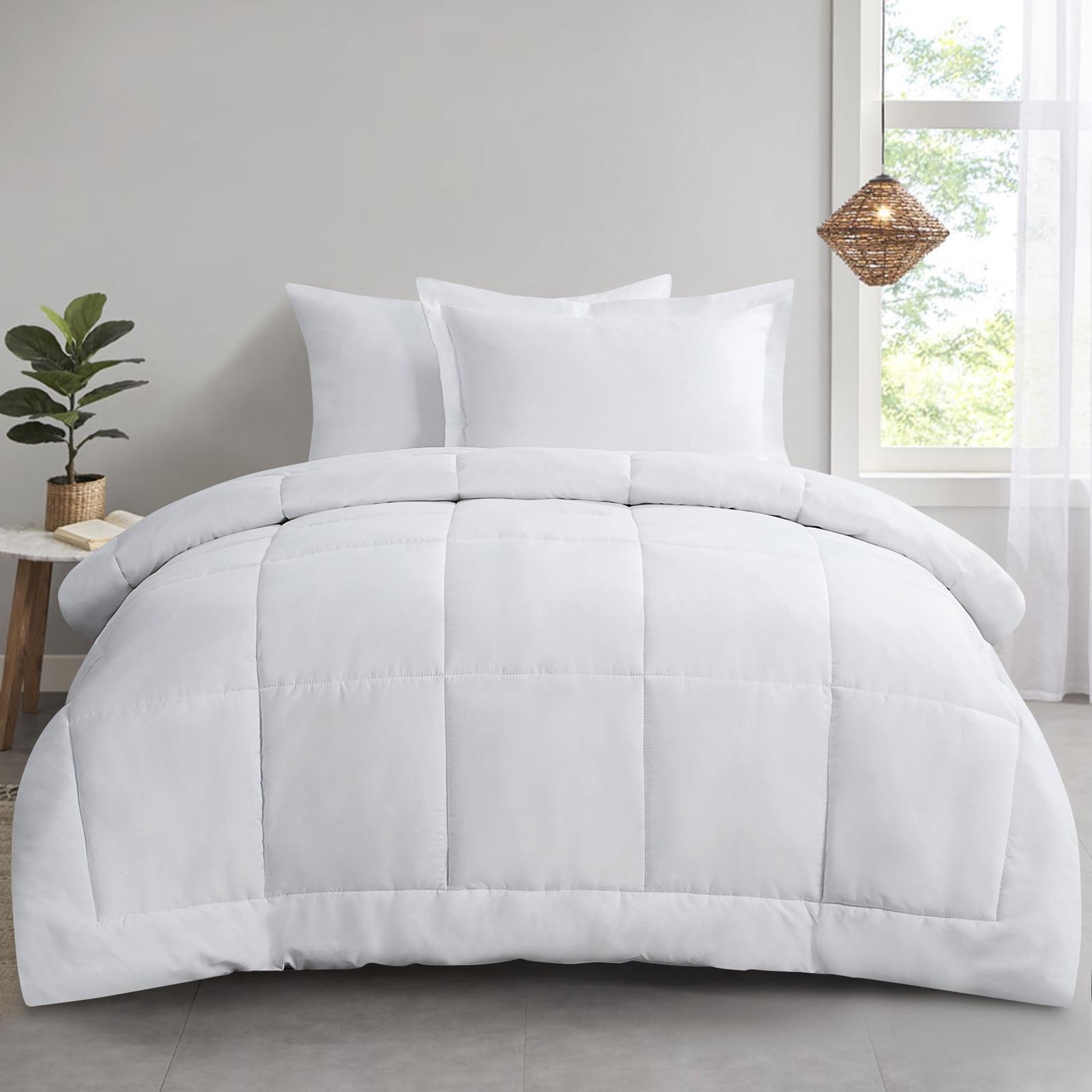 White Twin Reversible Down Alternative Microfiber Comforter Set