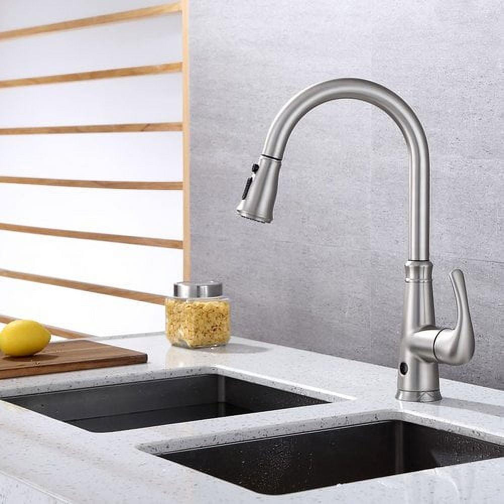 Brushed Nickel Single Handle Pull-Down Kitchen Faucet with Spray