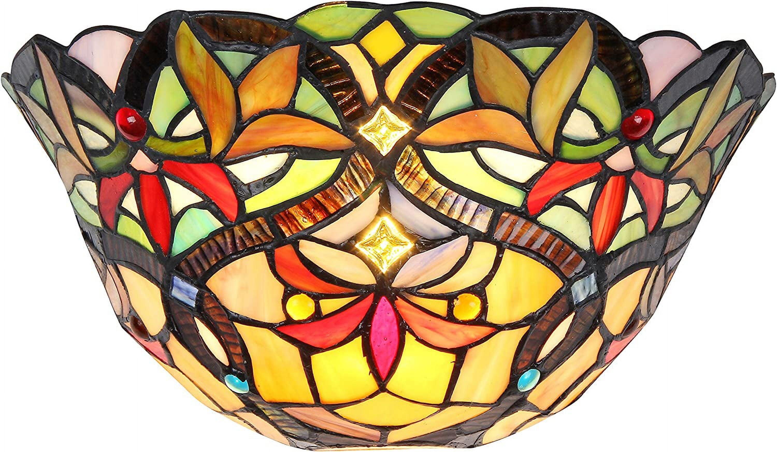 Elegant Black Tiffany Style Wall Sconce with Multicolor Glass