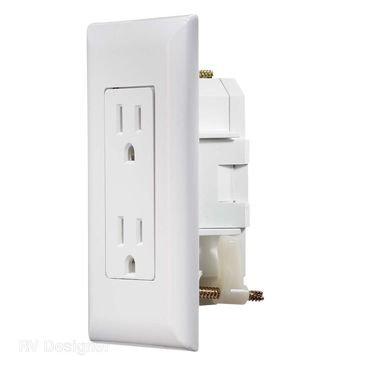 White Dual AC Self-Contained Outlet with Cover Plate