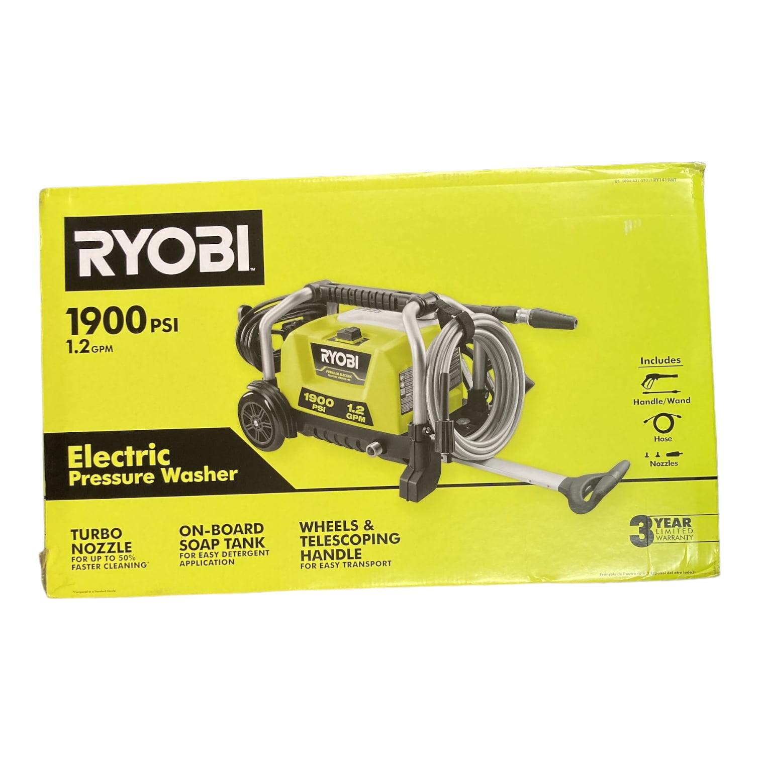 Ryobi 1900 PSI 1.2 GPM Electric Pressure Washer with Wheels