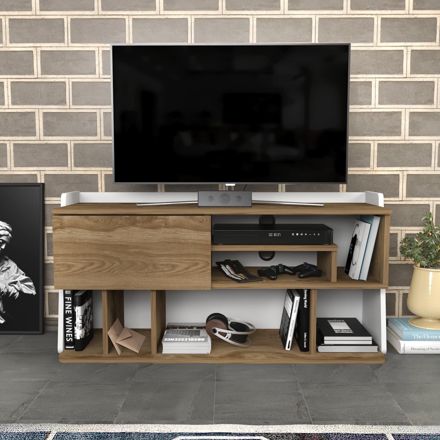Raca 47'' Modern TV Stand, Entertainment Center, Console Table for Livingroom, Bedroom, Playroom or Recreation Room Accomodate Up To 60'' TVs Oud Oak White