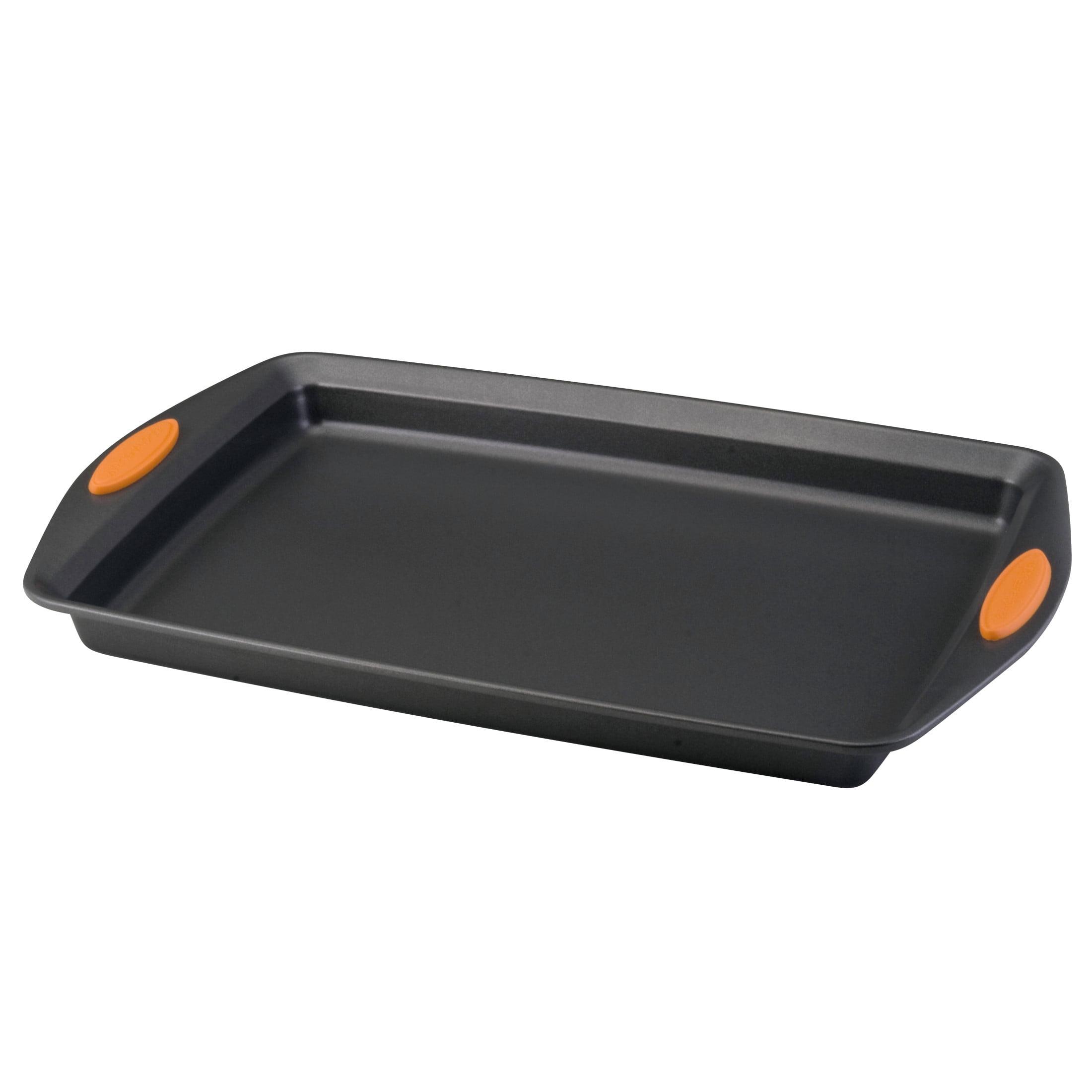 Gray Nonstick Aluminum and Carbon Steel Baking Sheet with Orange Grips