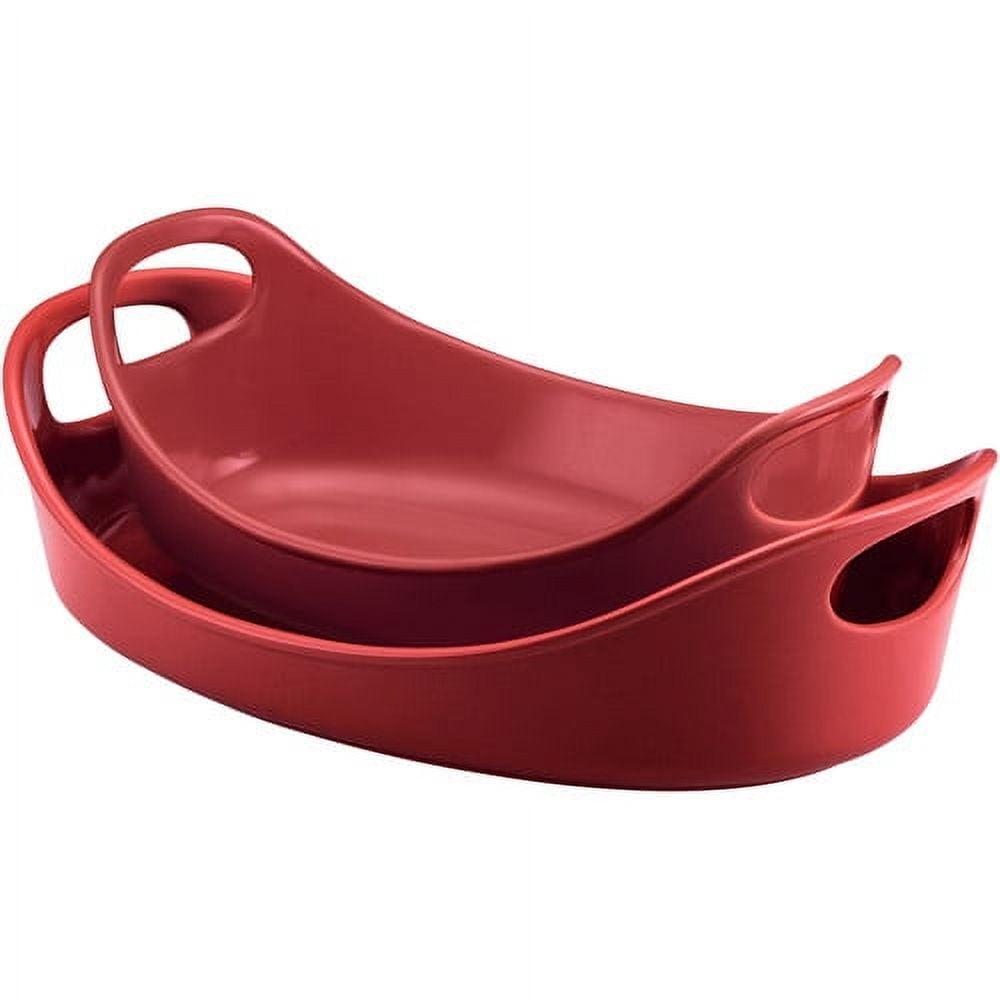 Red Ceramic 2-Piece Oval Baker Dish Set