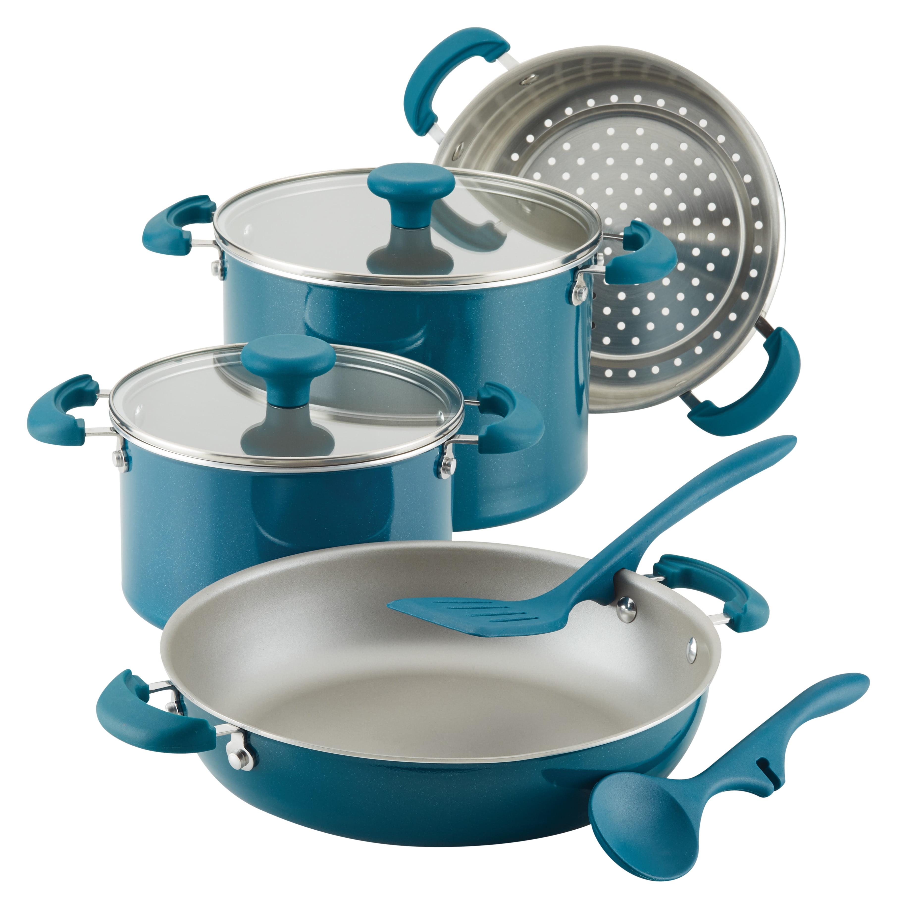 Teal Shimmer 8-Piece Aluminum Nonstick Cookware Set