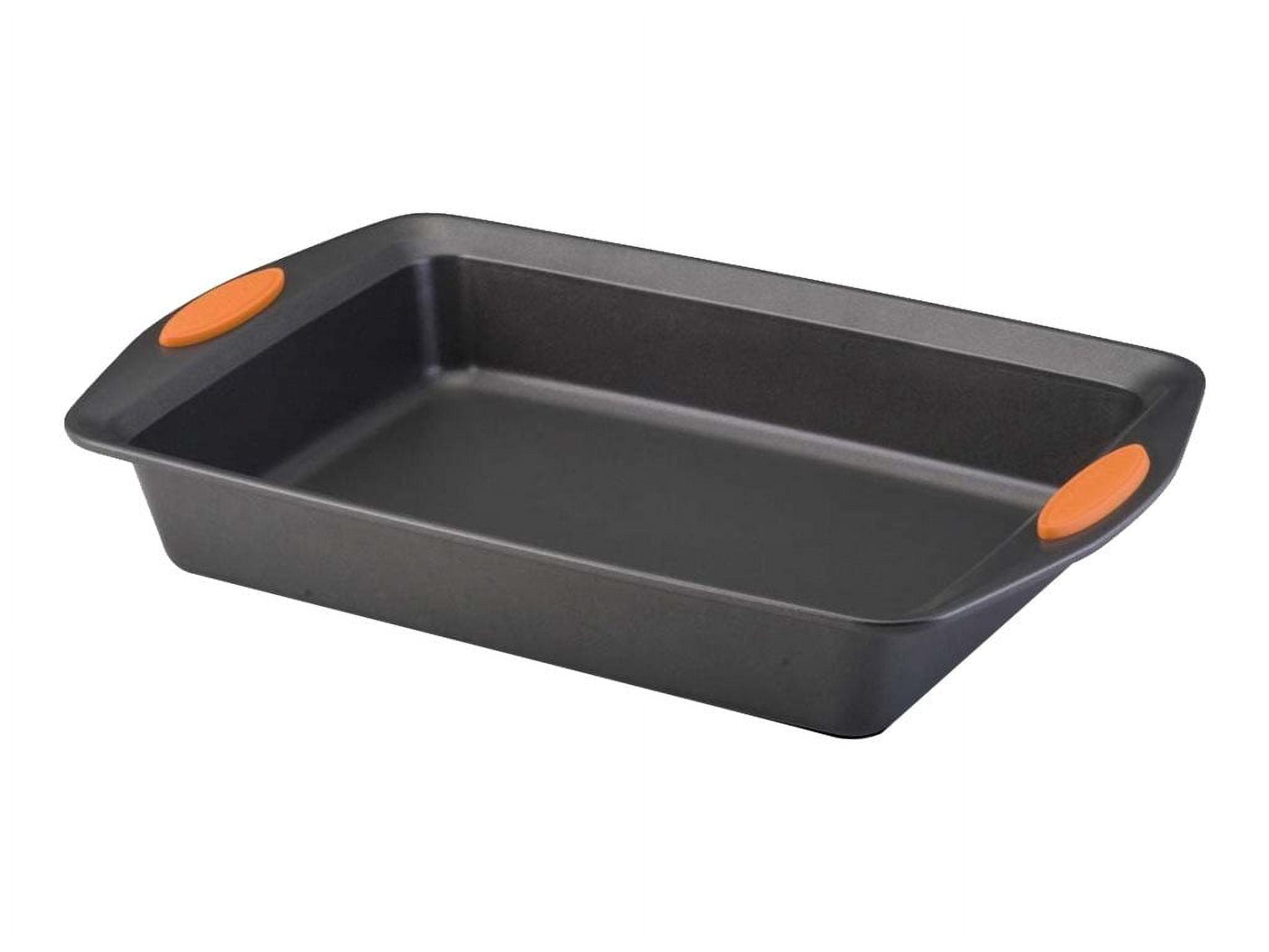 Gray Nonstick 9 x 13 Inch Rectangular Cake Pan with Orange Handles