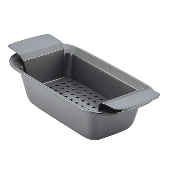 Rachael Ray Rachael Ray Bakeware Loaf / Meatloaf / Bread Pan with Removable Insert, 9 Inch x 5 Inch, Gray