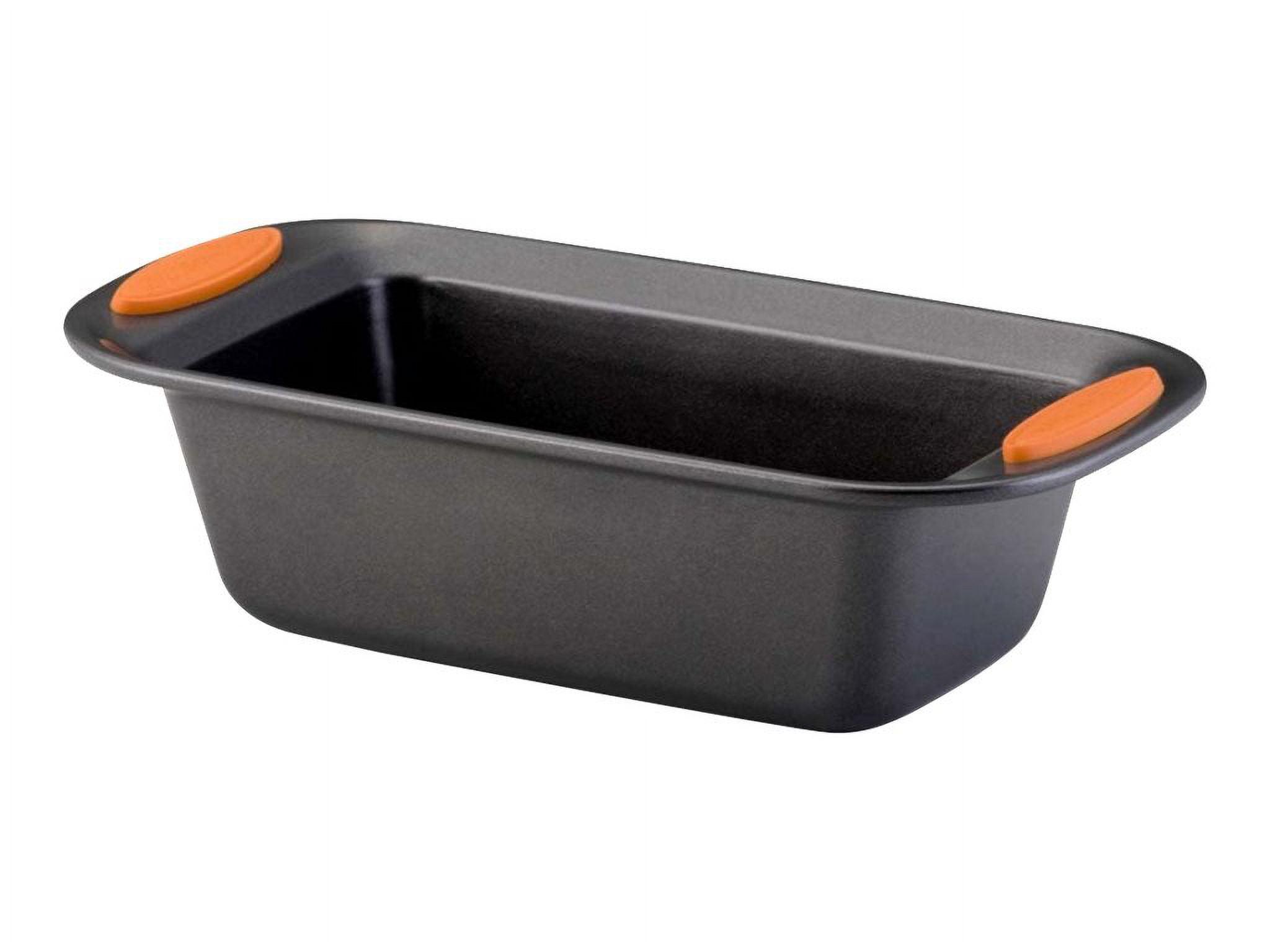 Gray Nonstick Carbon Steel Loaf Pan with Orange Handles, 9x5 Inch