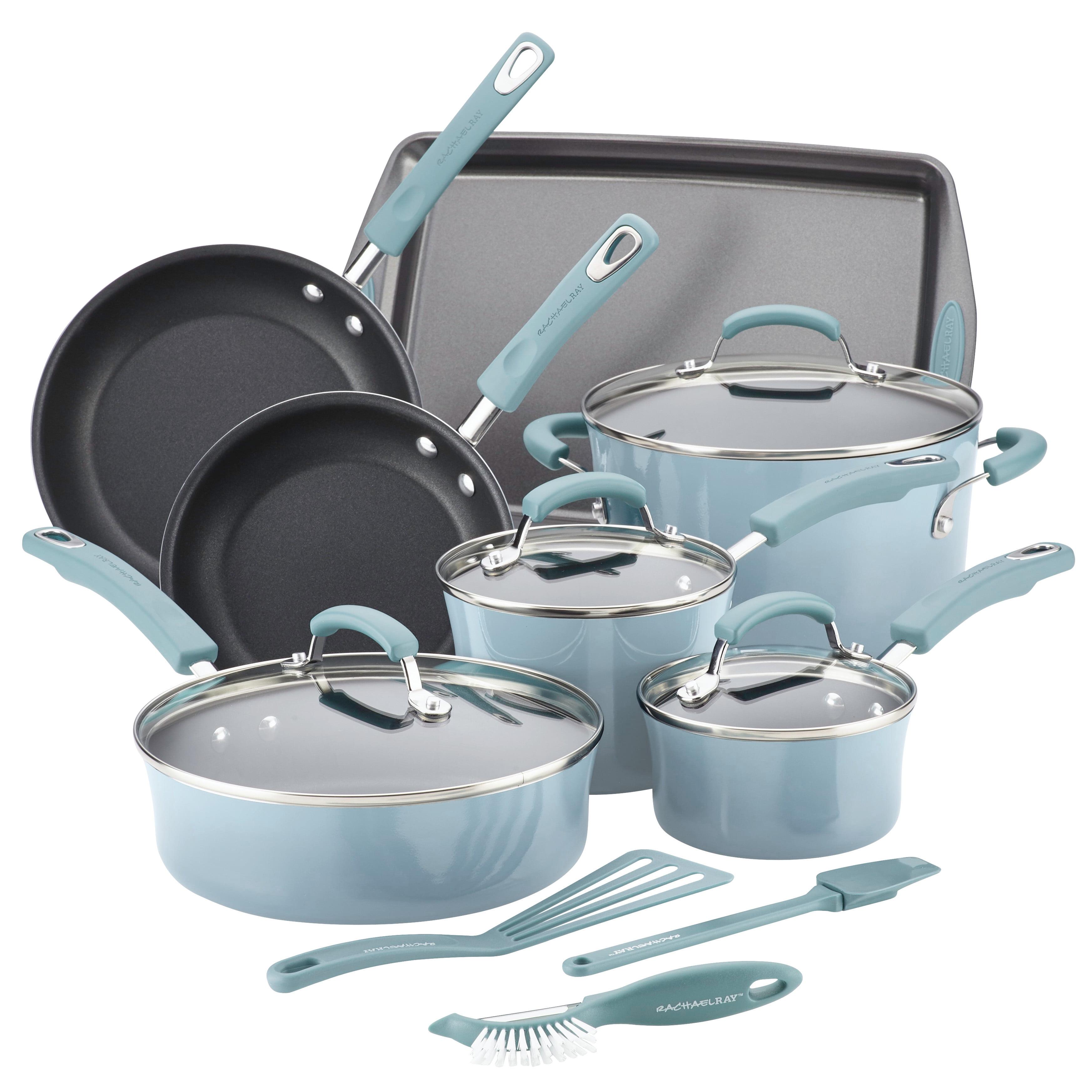 Rachael Ray Rachael Ray Classic Brights Nonstick Cookware Pots and Pans Set with Cooking Tools and Baking Pan, 14 Piece