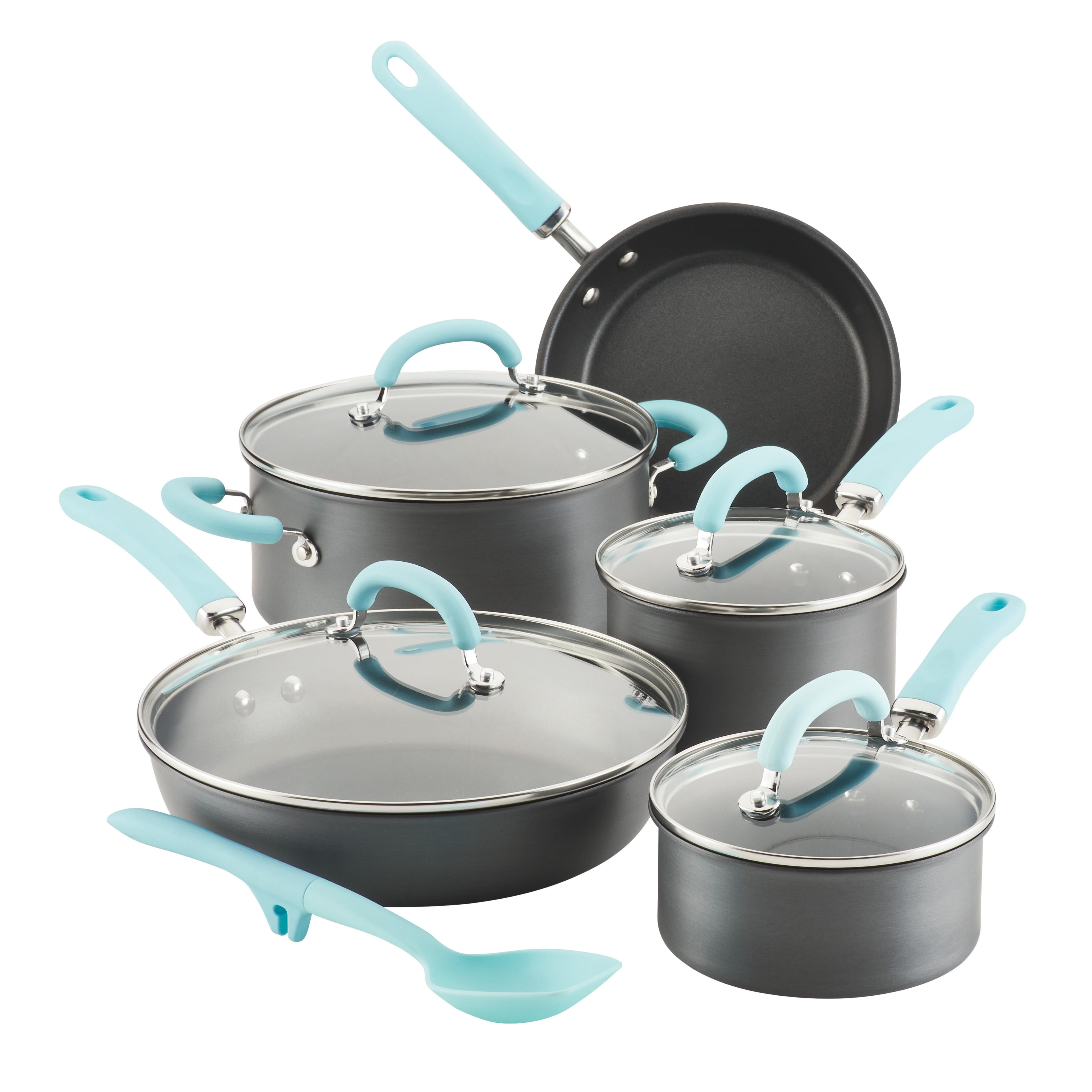 Gray and Light Blue 10-Piece Nonstick Aluminum Cookware Set