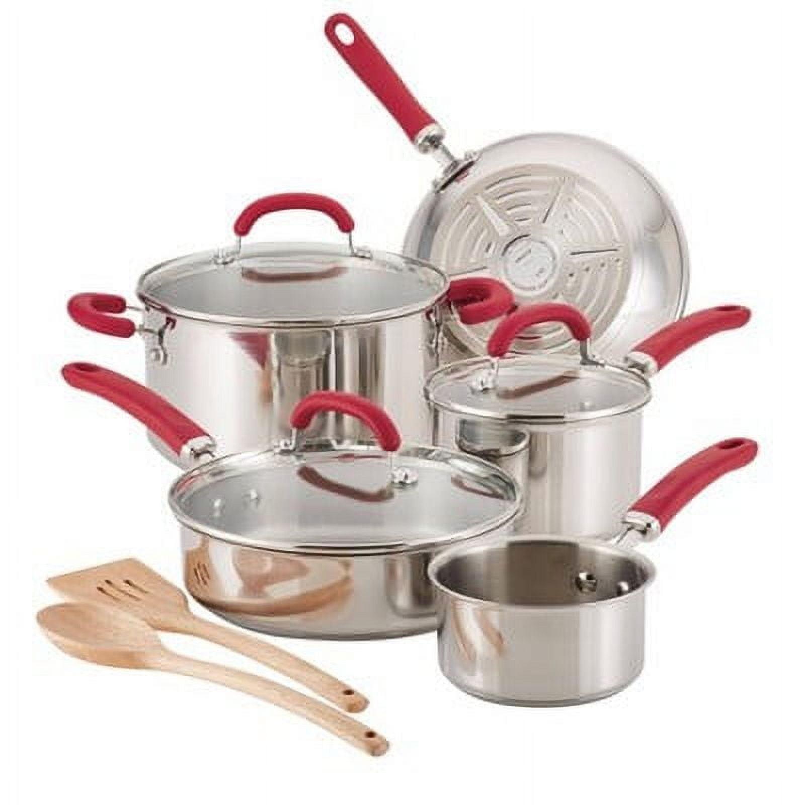 Rachael Ray Create Delicious Stainless Steel Cookware Induction Pots and Pans Set, 10 Piece