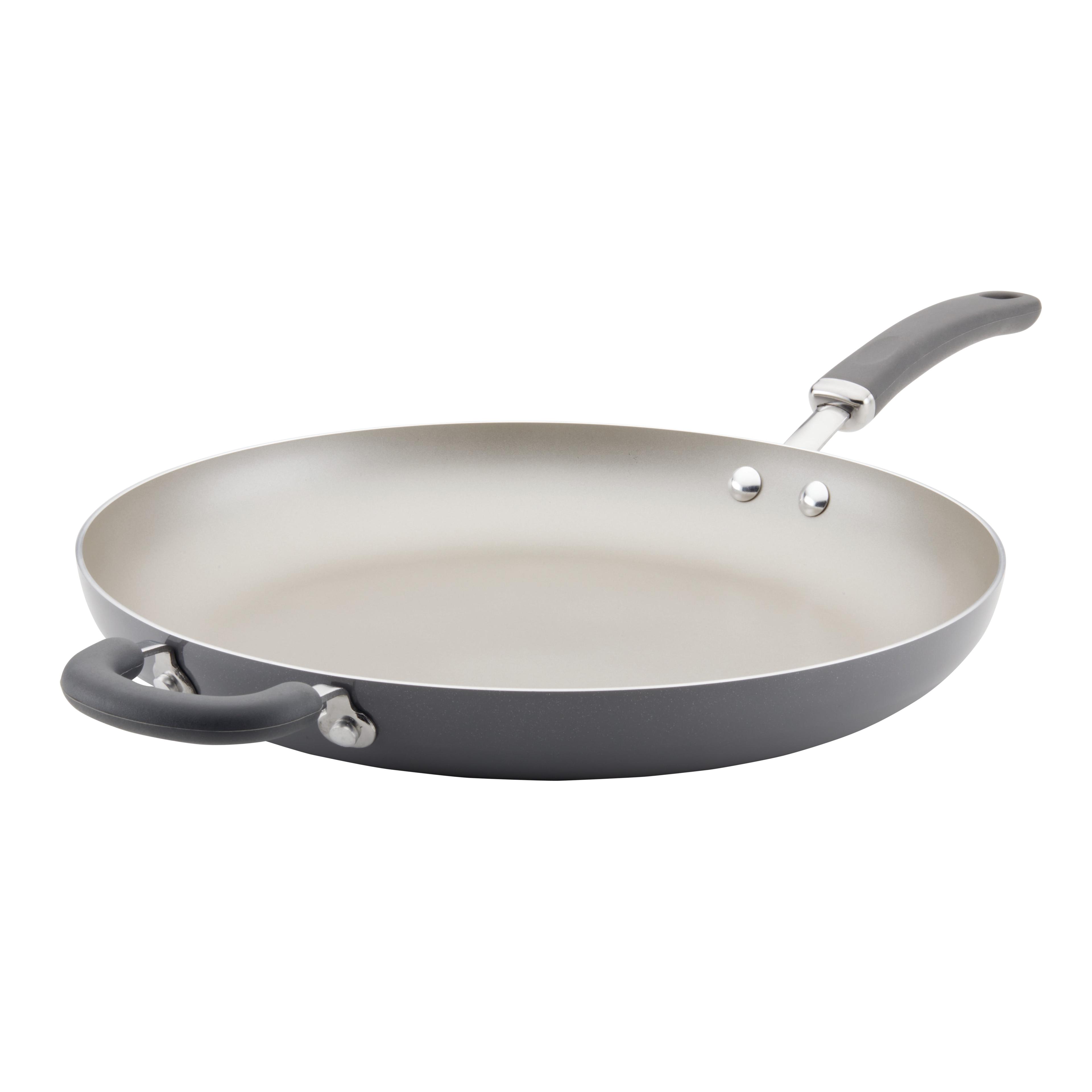 Gray Aluminum Nonstick Fry Pan with Helper Handle, 14.5 Inch